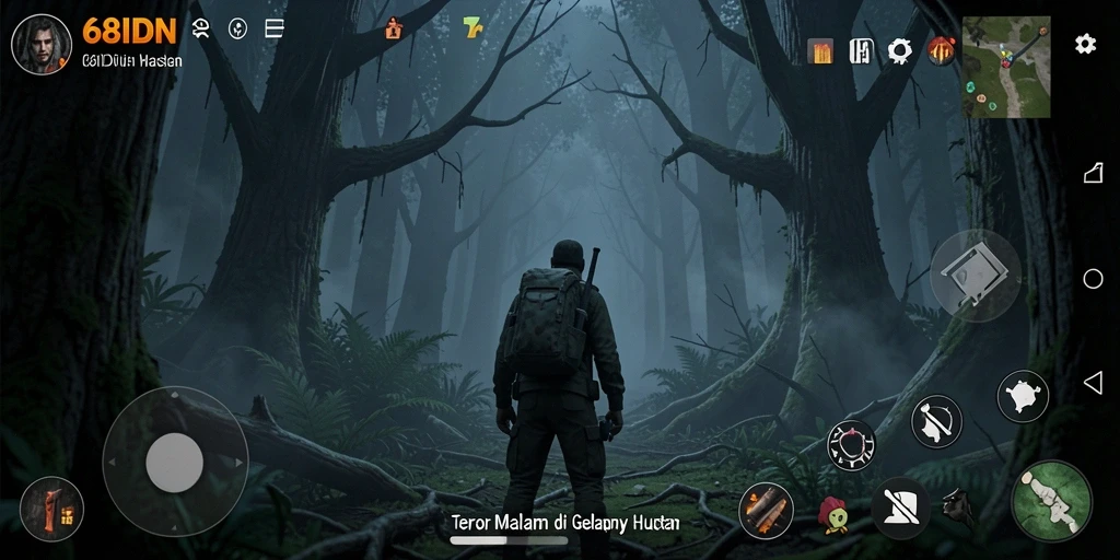 Menampilkan gameplay menegangkan dalam suasana gelap dan misterius.