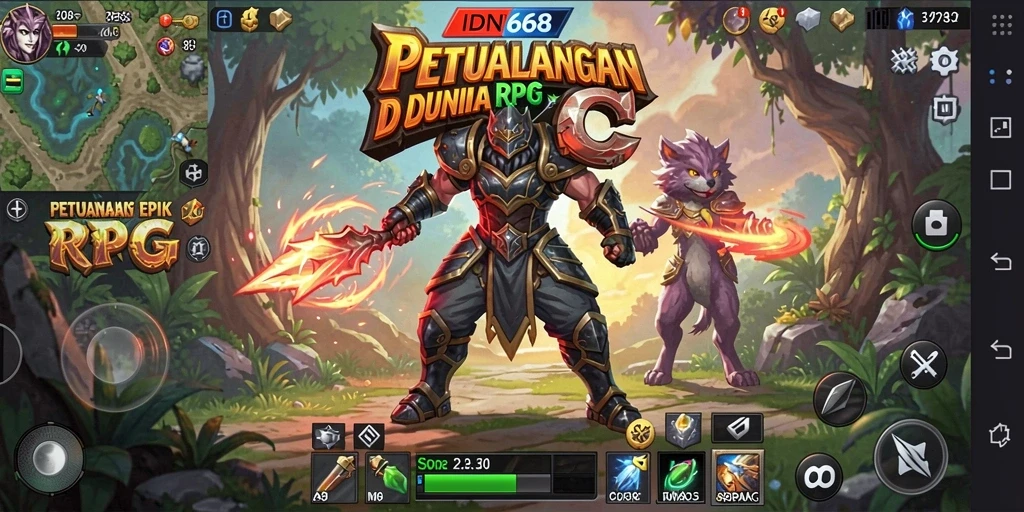 Tampilan aksi seru dari gameplay IDN668 yang penuh petualangan RPG.