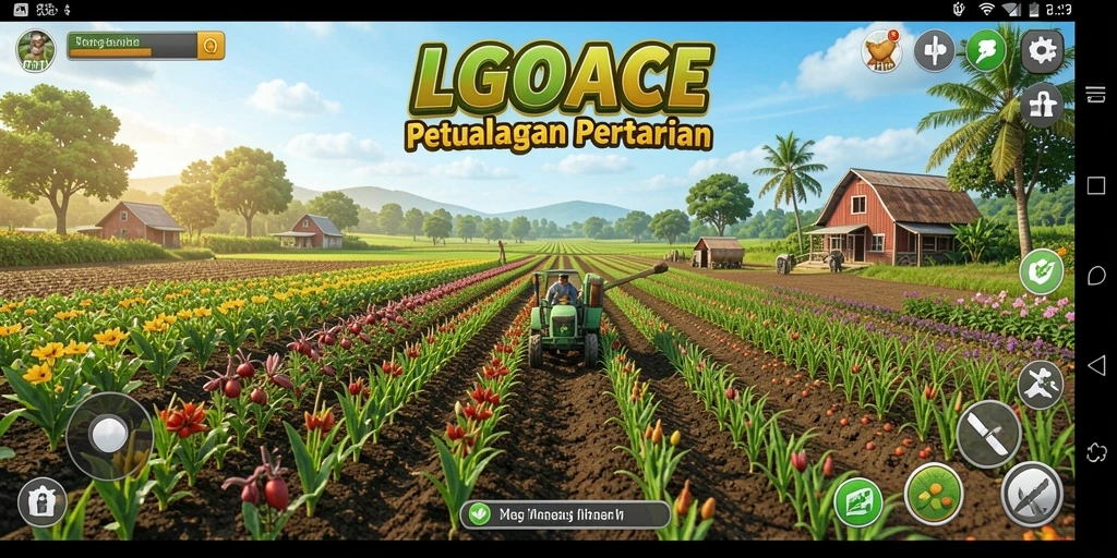 Gambaran gameplay seru dalam LGOACE dengan aktivitas bertani.