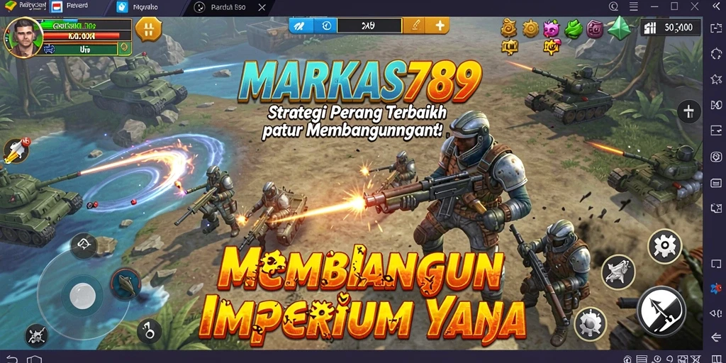 Screenshot gameplay MARKAS789 menampilkan pertempuran strategi yang mendebarkan.