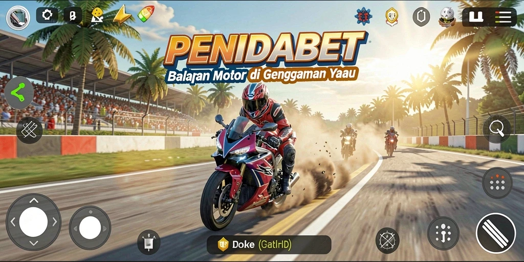 Tampilan gameplay seru di PENIDABET dengan balapan motor yang mendebarkan.