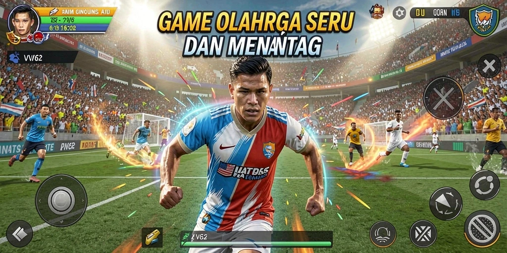 Tampilan gameplay seru dalam pertandingan olahraga.